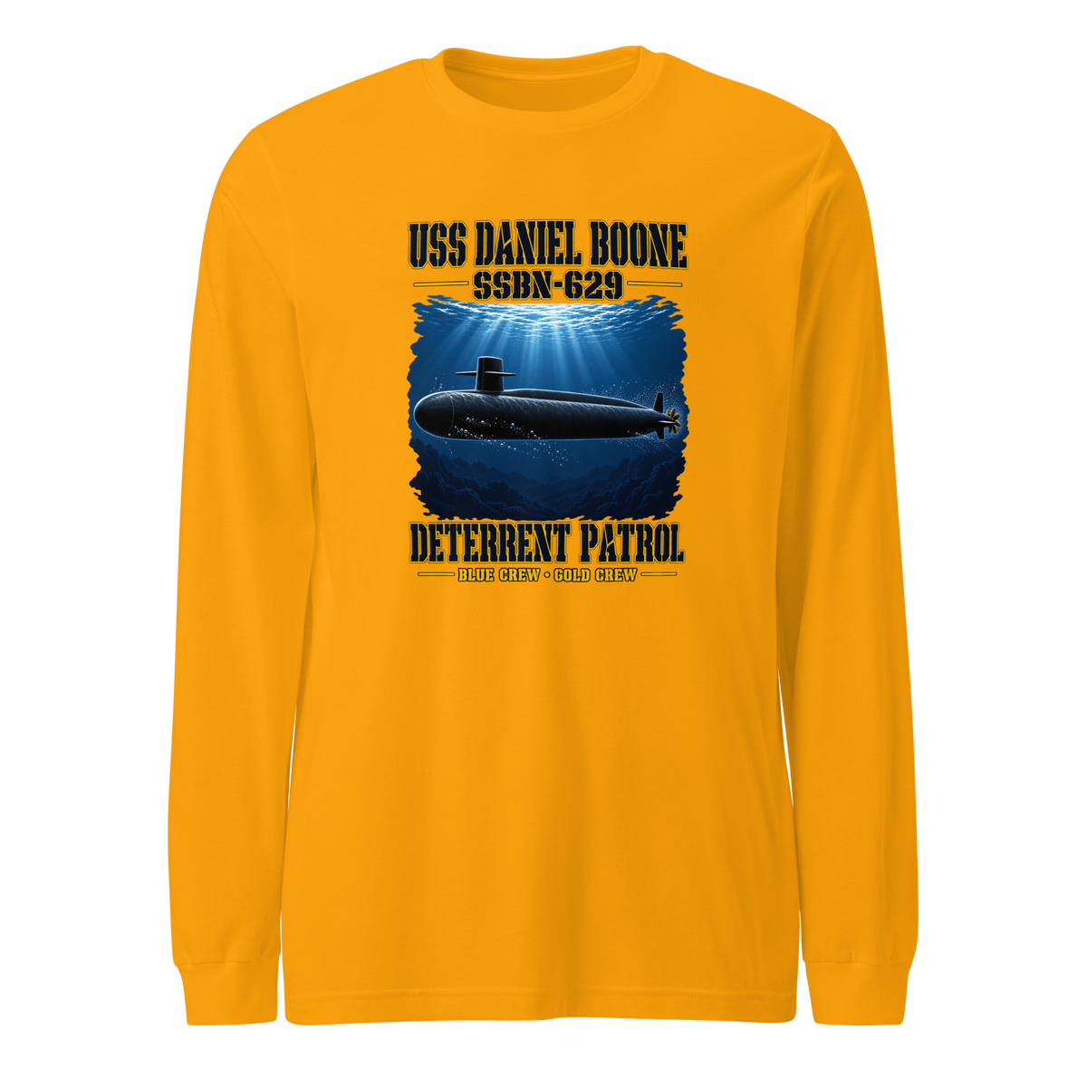 USS Daniel Boone (SSBN-629) Deterrent Patrol Long Sleeve Shirt - Deep Water