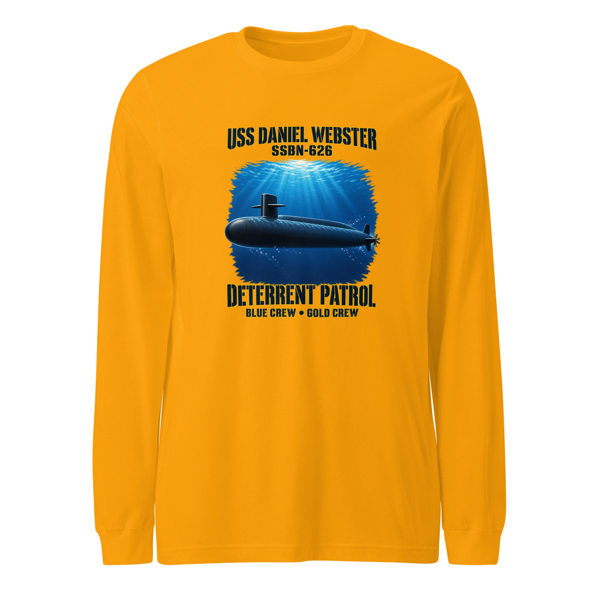 USS Daniel Webster (SSBN-626) Deterrent Patrol Long Sleeve Shirt - Deep Water
