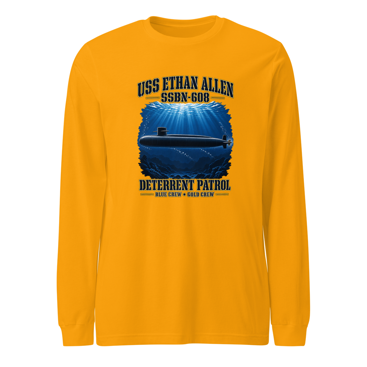 USS Ethan Allen (SSBN-608) Deterrent Patrol Long Sleeve Shirt - Deep Water