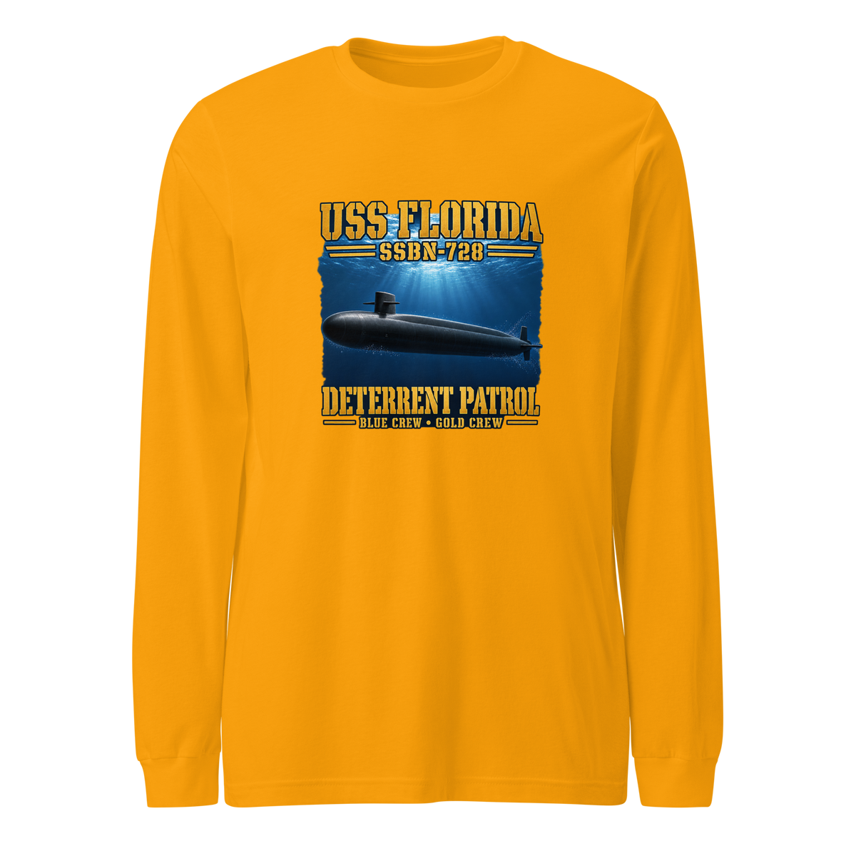 USS Florida (SSBN-728) Deterrent Patrol Long Sleeve Shirt - Deep Water
