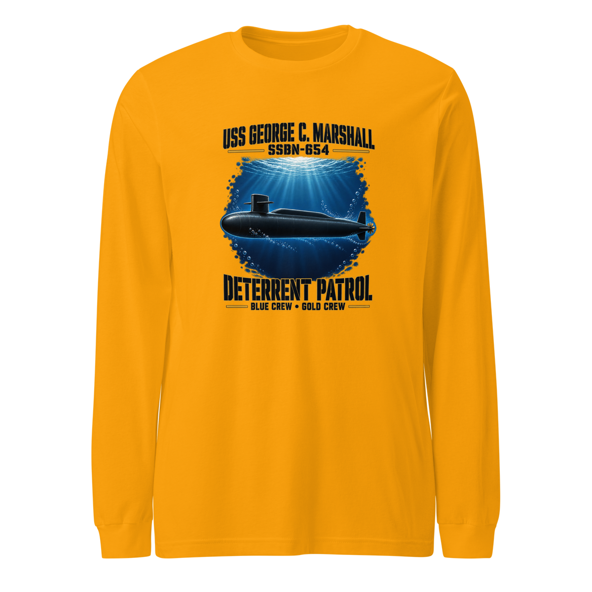 USS George C. Marshall (SSBN-654) Deterrent Patrol Long Sleeve Shirt - Deep Water