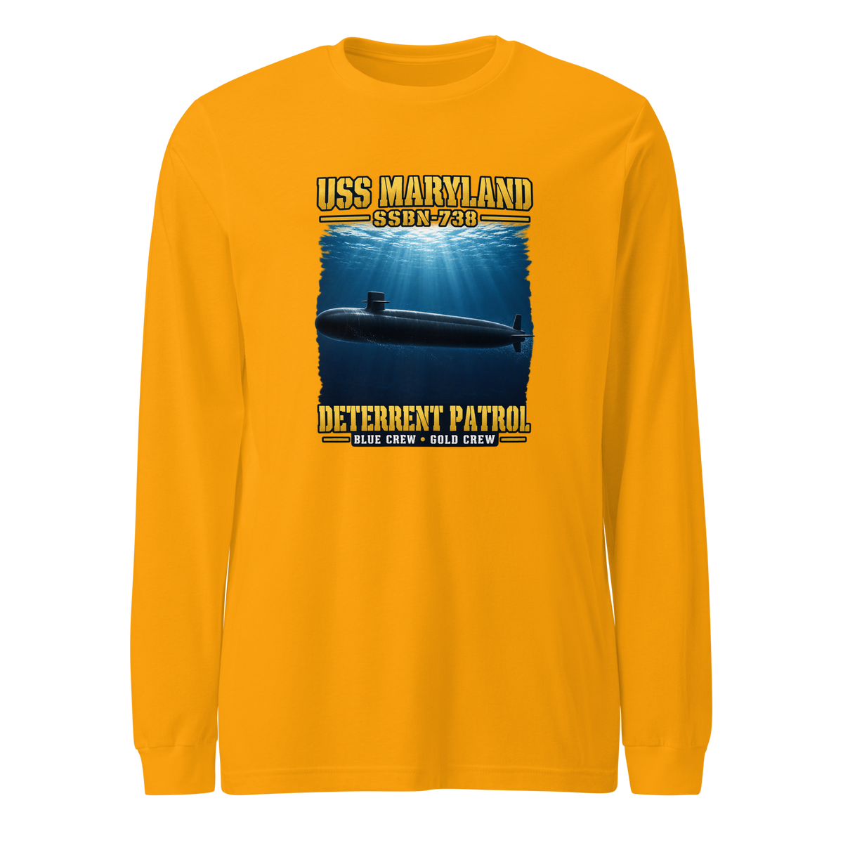 USS Maryland (SSBN-738) Deterrent Patrol Long Sleeve Shirt - Deep Water