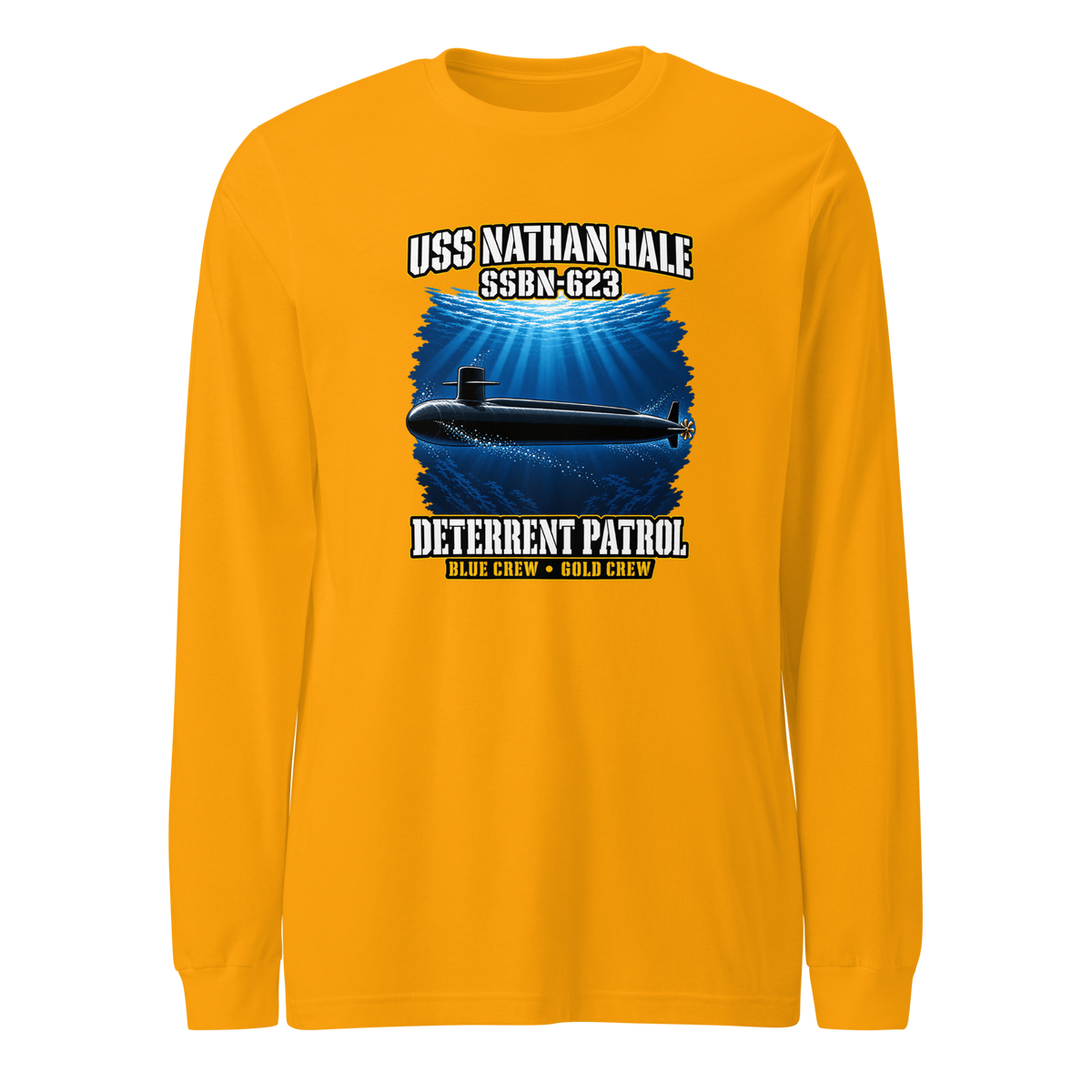 USS Nathan Hale (SSBN-623) Deterrent Patrol Long Sleeve Shirt - Deep Water