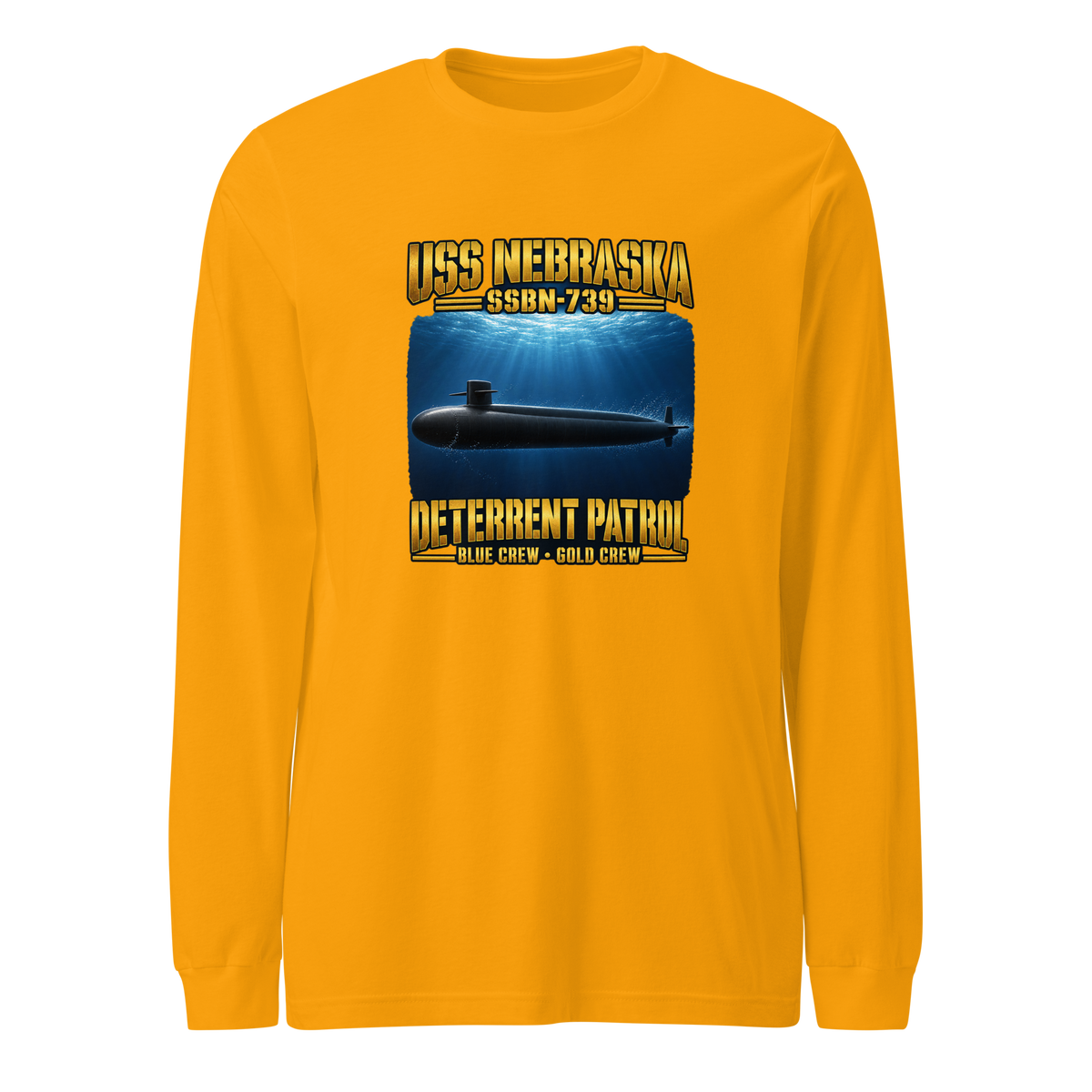 USS Nebraska (SSBN-739) Deterrent Patrol Long Sleeve Shirt - Deep Water