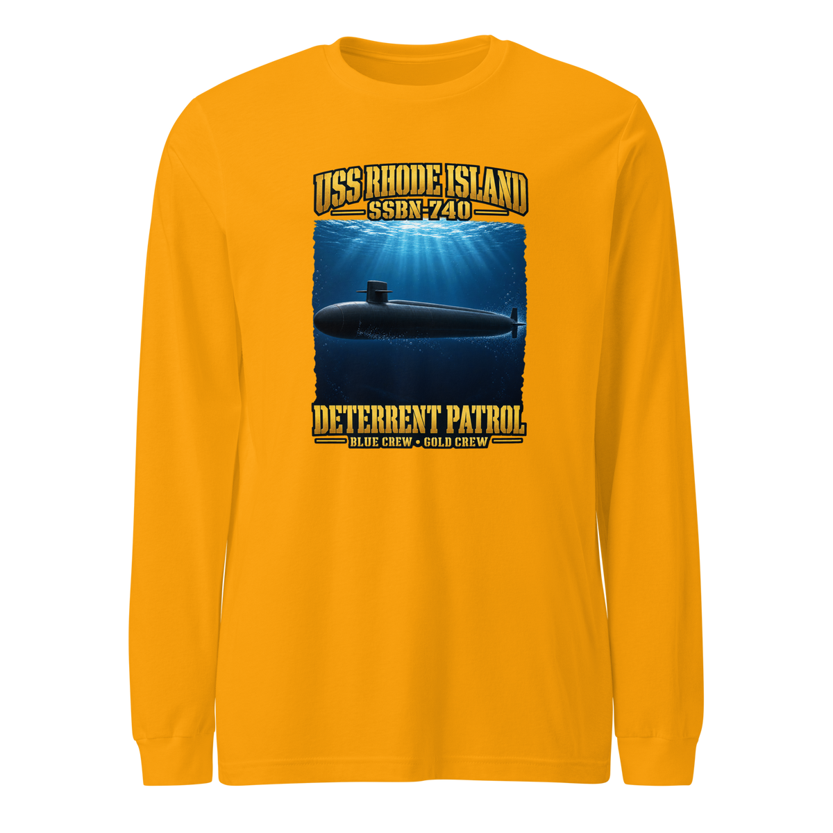 USS Rhode Island (SSBN-740) Deterrent Patrol Long Sleeve Shirt - Deep Water