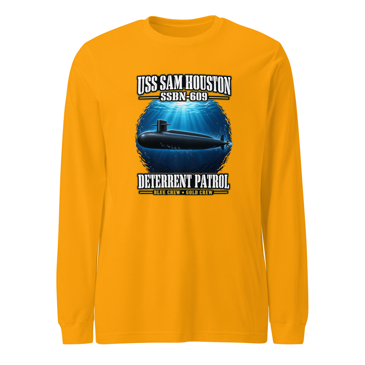 USS Sam Houston (SSBN-609) Deterrent Patrol Long Sleeve Shirt - Deep Water