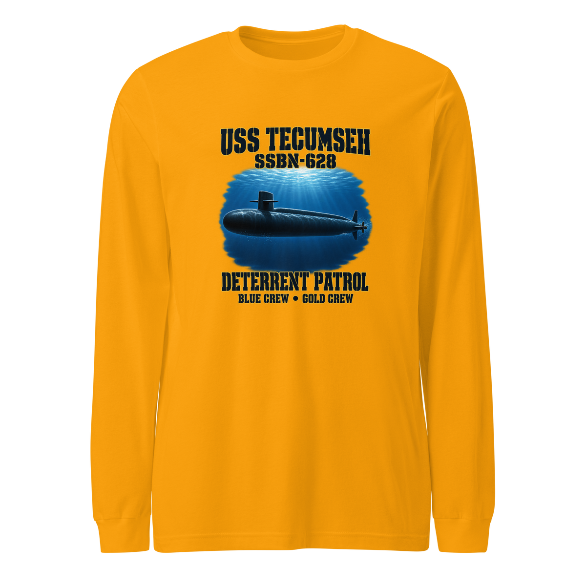 USS Tecumseh (SSBN-628) Deterrent Patrol Long Sleeve Shirt - Deep Water