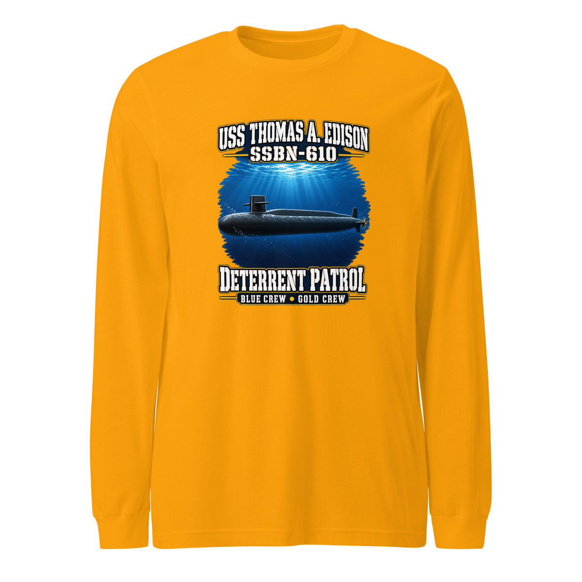USS Thomas A. Edison (SSBN-610) Deterrent Patrol Long Sleeve Shirt - Deep Water