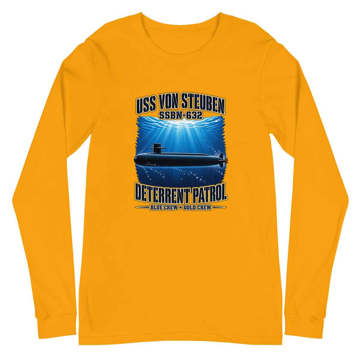 USS Von Steuben (SSBN-632) Deterrent Patrol Long Sleeve Shirt - Deep Water