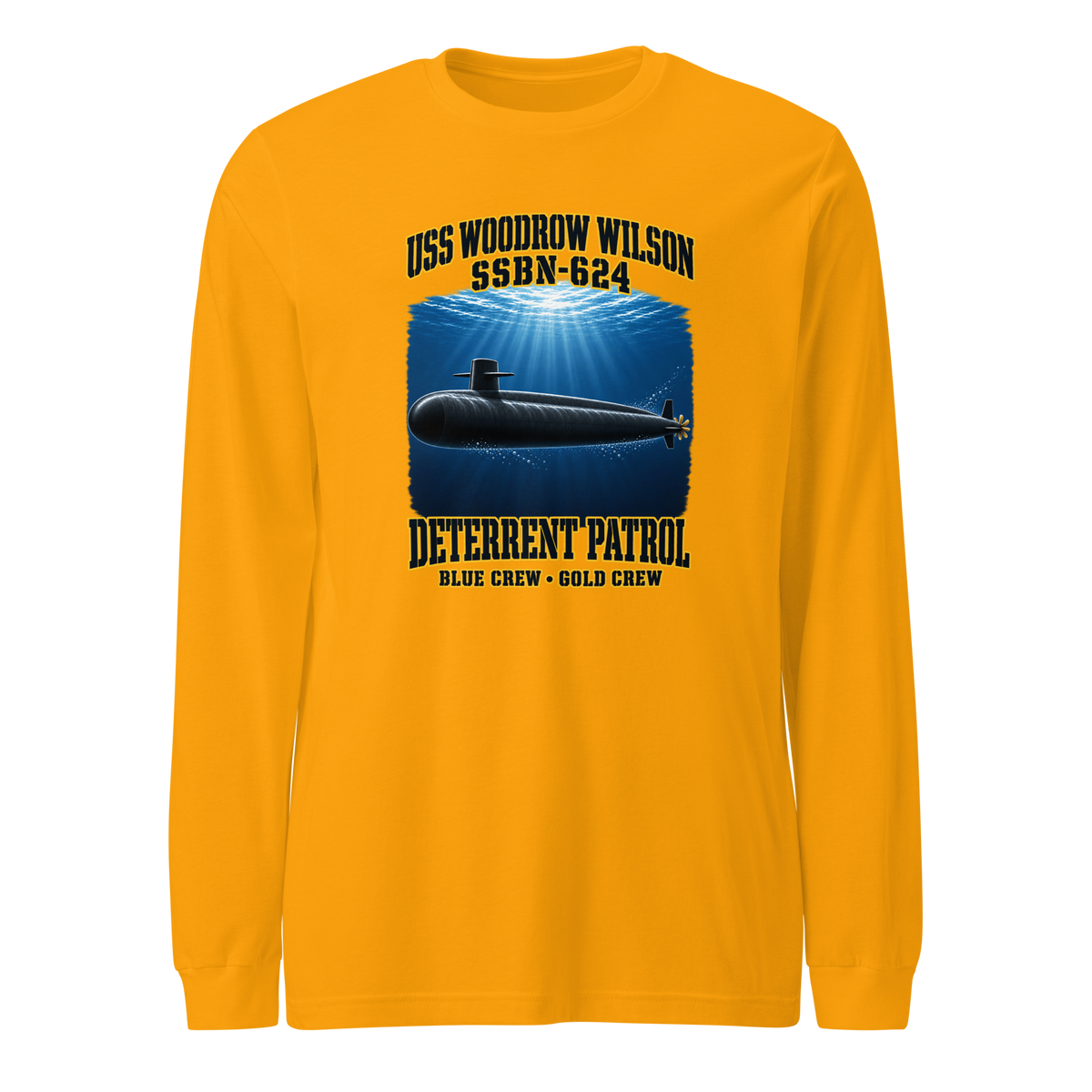USS Woodrow Wilson (SSBN-624) Deterrent Patrol Long Sleeve Shirt - Deep Water