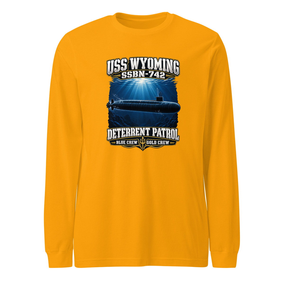USS Wyoming (SSBN-742) Deterrent Patrol Long Sleeve Shirt - Deep Water