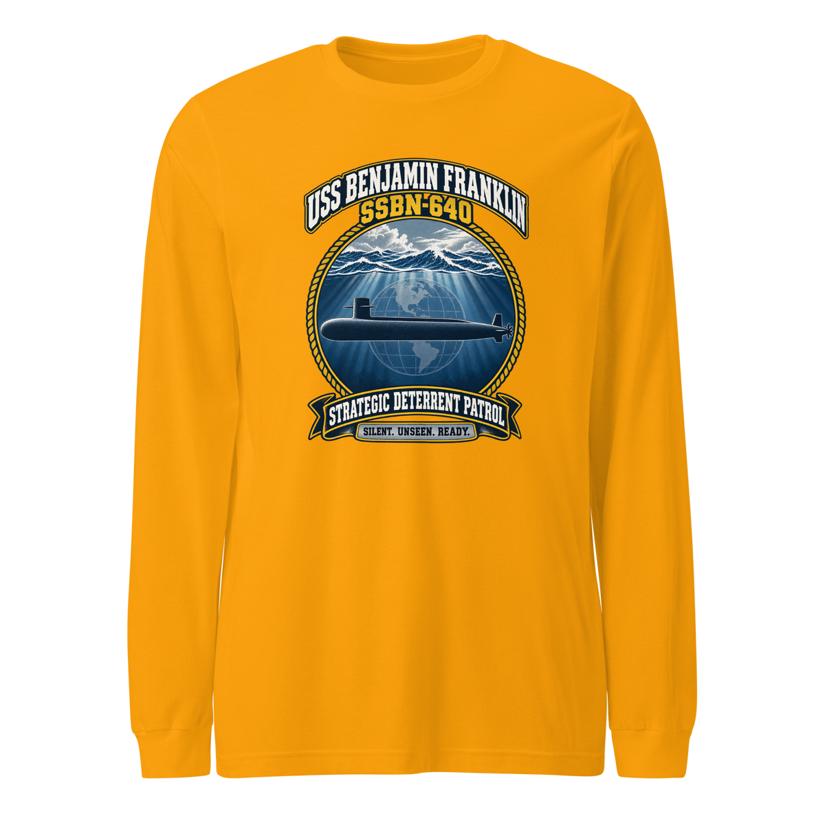 USS Benjamin Franklin (SSBN-640) Deterrent Patrol Long Sleeve Shirt - Emblem