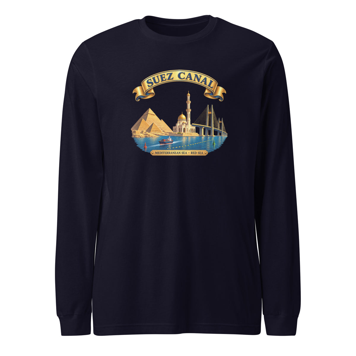 Suez Canal (Landmark Collage) Long Sleeve Shirt