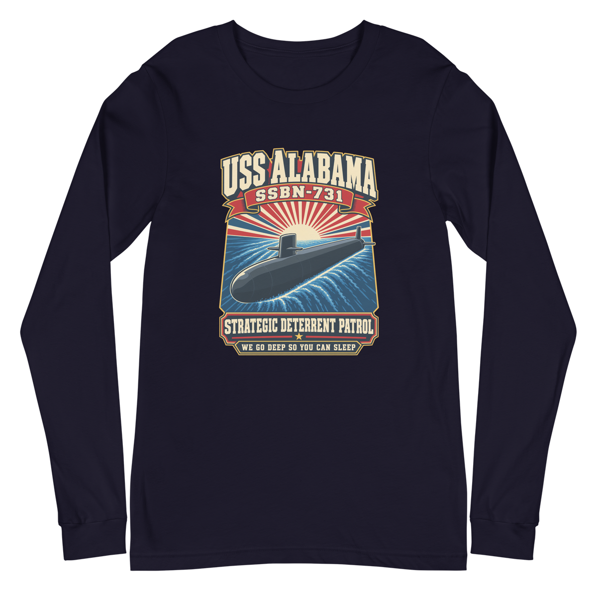 USS Alabama (SSBN-731) Deterrent Patrol Long Sleeve Shirt - Design 1