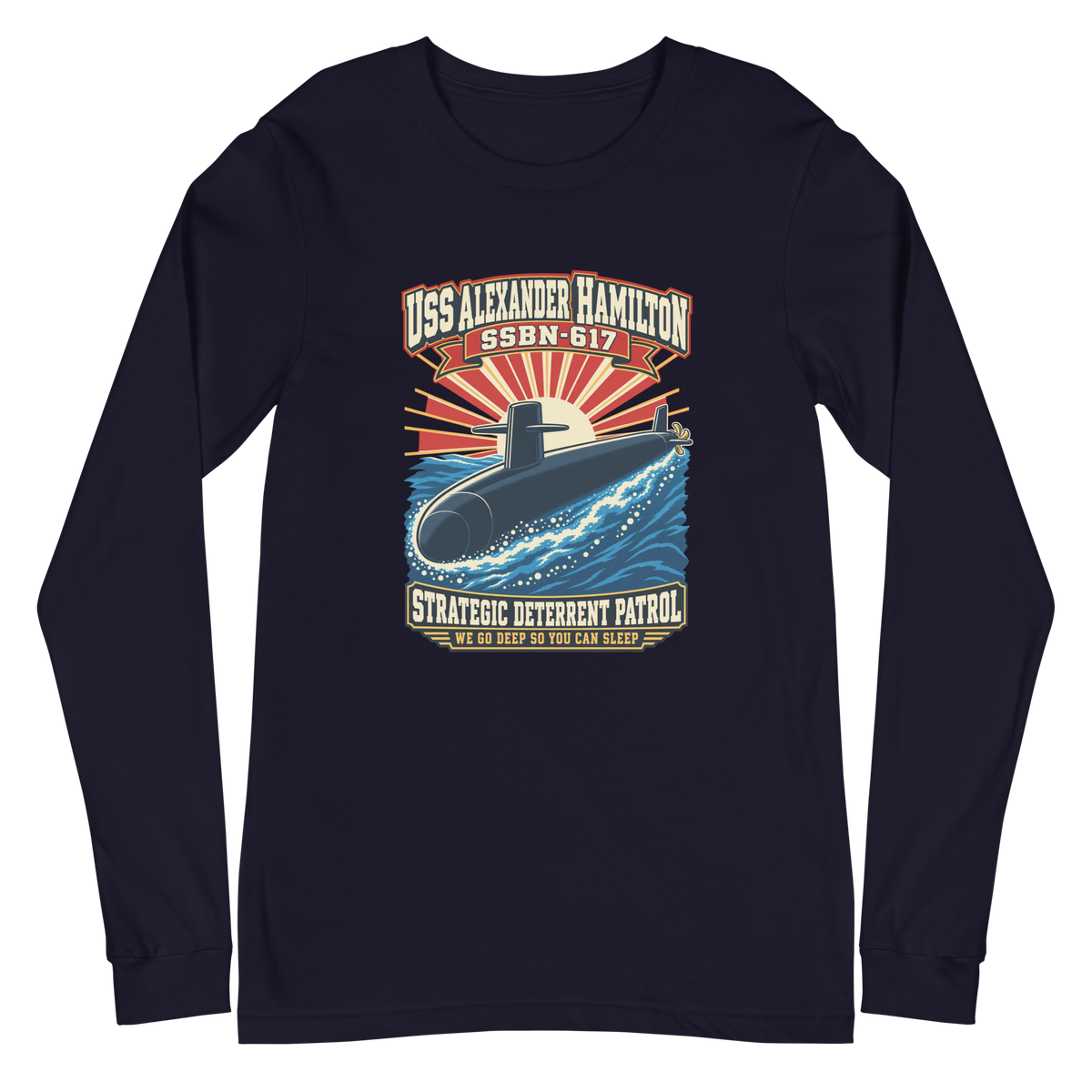 USS Alexander Hamilton (SSBN-617) Deterrent Patrol Long Sleeve Shirt - Retro