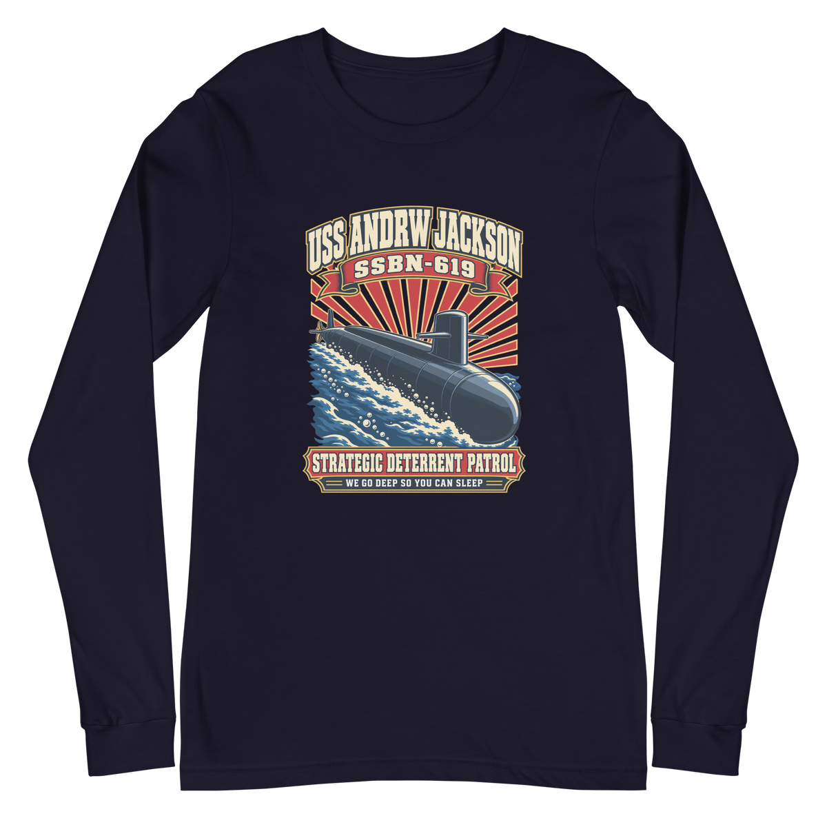 USS Andrew Jackson (SSBN-619) Deterrent Patrol Long Sleeve Shirt - Retro