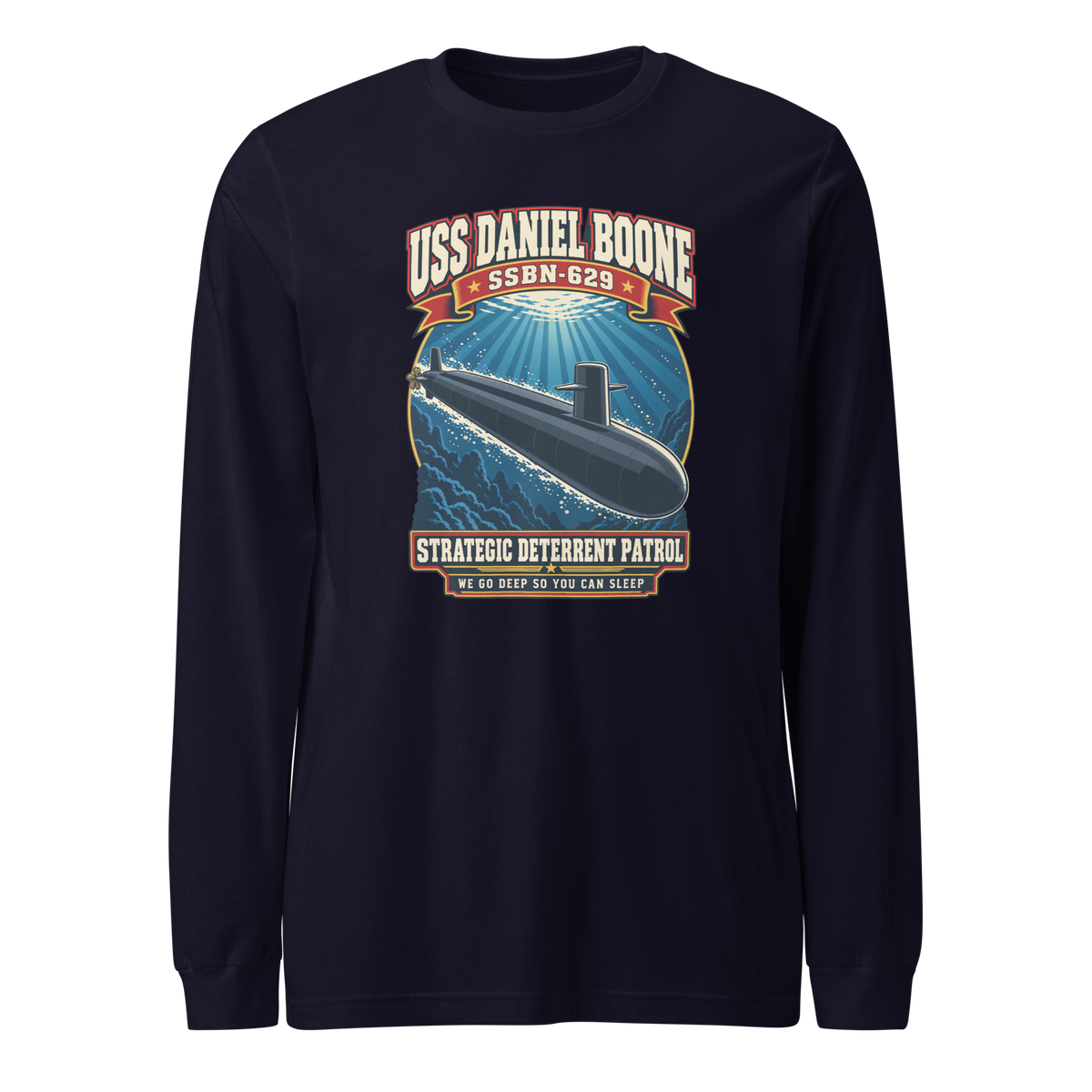 USS Daniel Boone (SSBN-629) Deterrent Patrol Long Sleeve Shirt - Retro