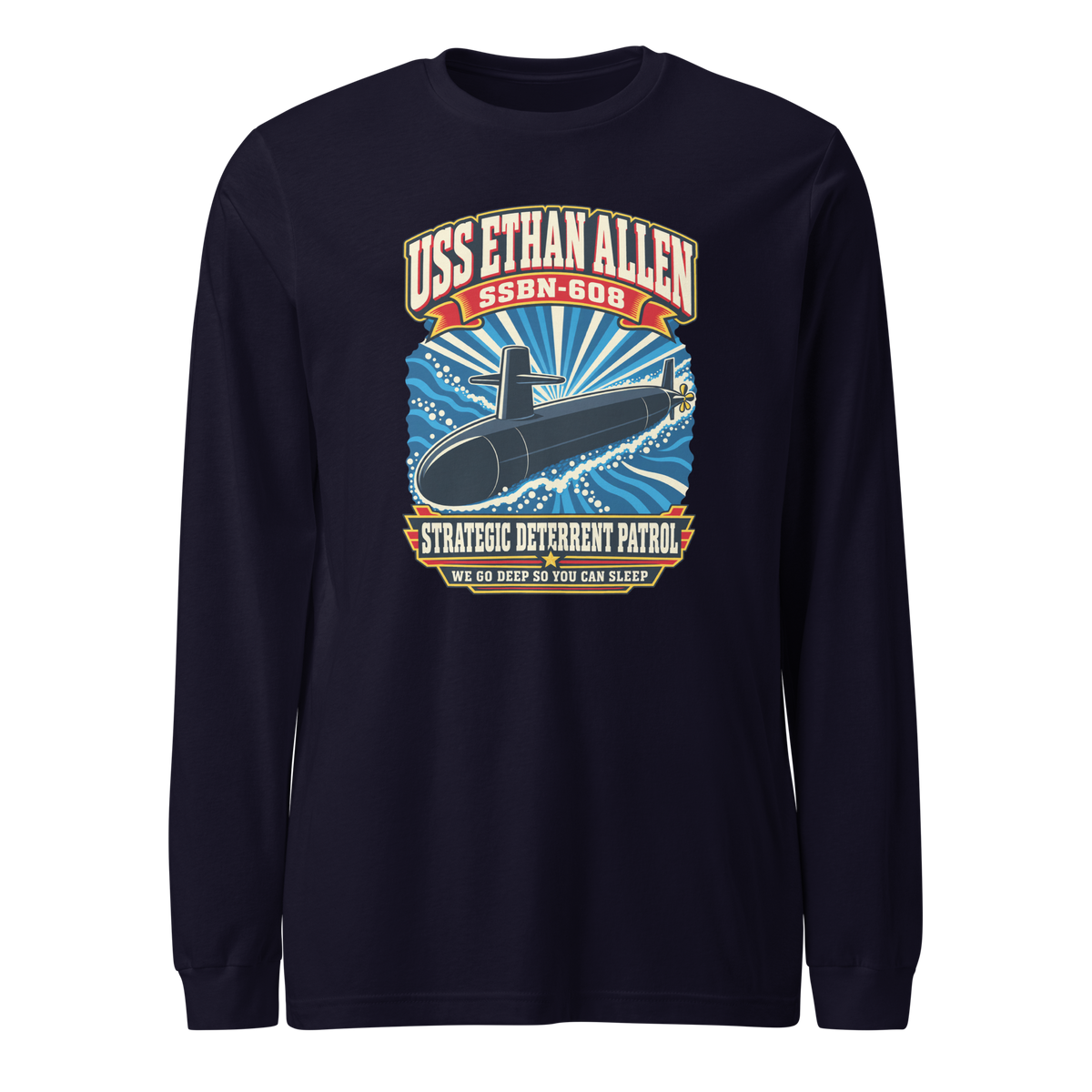 USS Ethan Allen (SSBN-608) Deterrent Patrol Long Sleeve Shirt - Retro