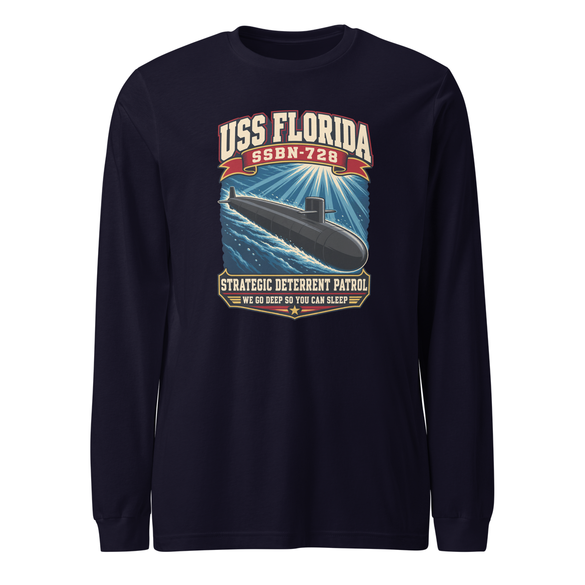 USS Florida (SSBN-728) Deterrent Patrol Long Sleeve Shirt - Retro