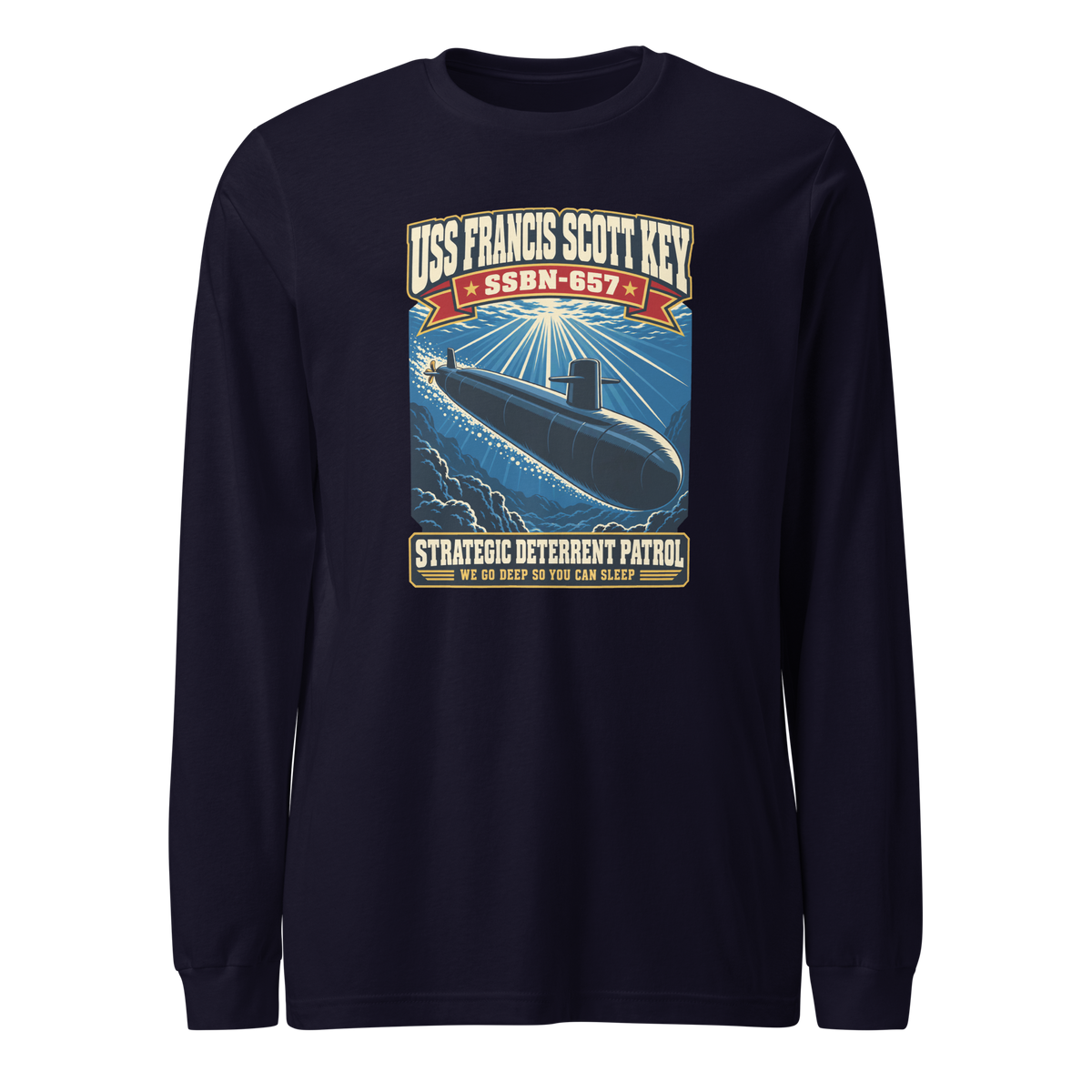 USS Francis Scott Key (SSBN-657) Deterrent Patrol Long Sleeve Shirt - Retro