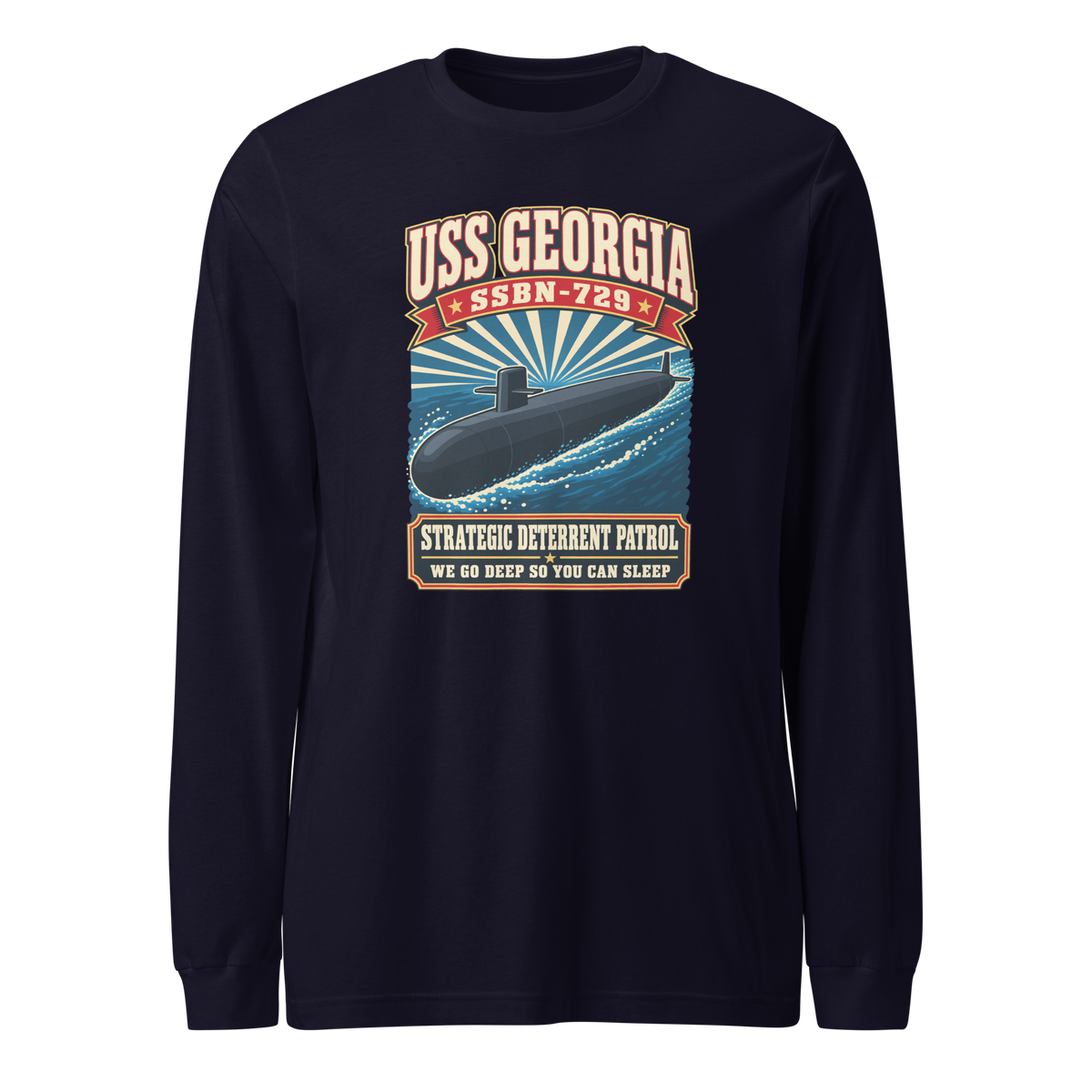 USS Georgia (SSBN-729) Deterrent Patrol Long Sleeve Shirt - Retro