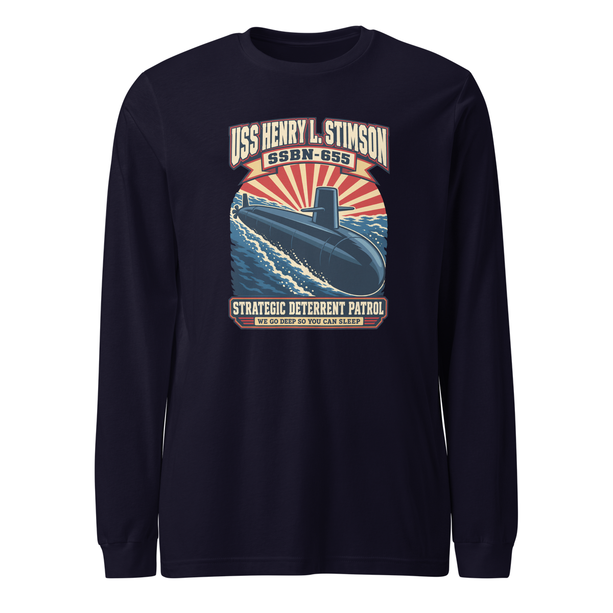 USS Henry L. Stimson (SSBN-655) Deterrent Patrol Long Sleeve Shirt - Retro