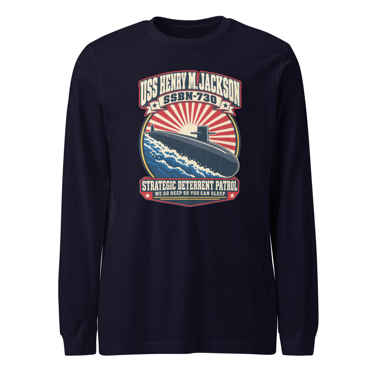 USS Henry M. Jackson (SSBN-730) Deterrent Patrol Long Sleeve Shirt - Retro