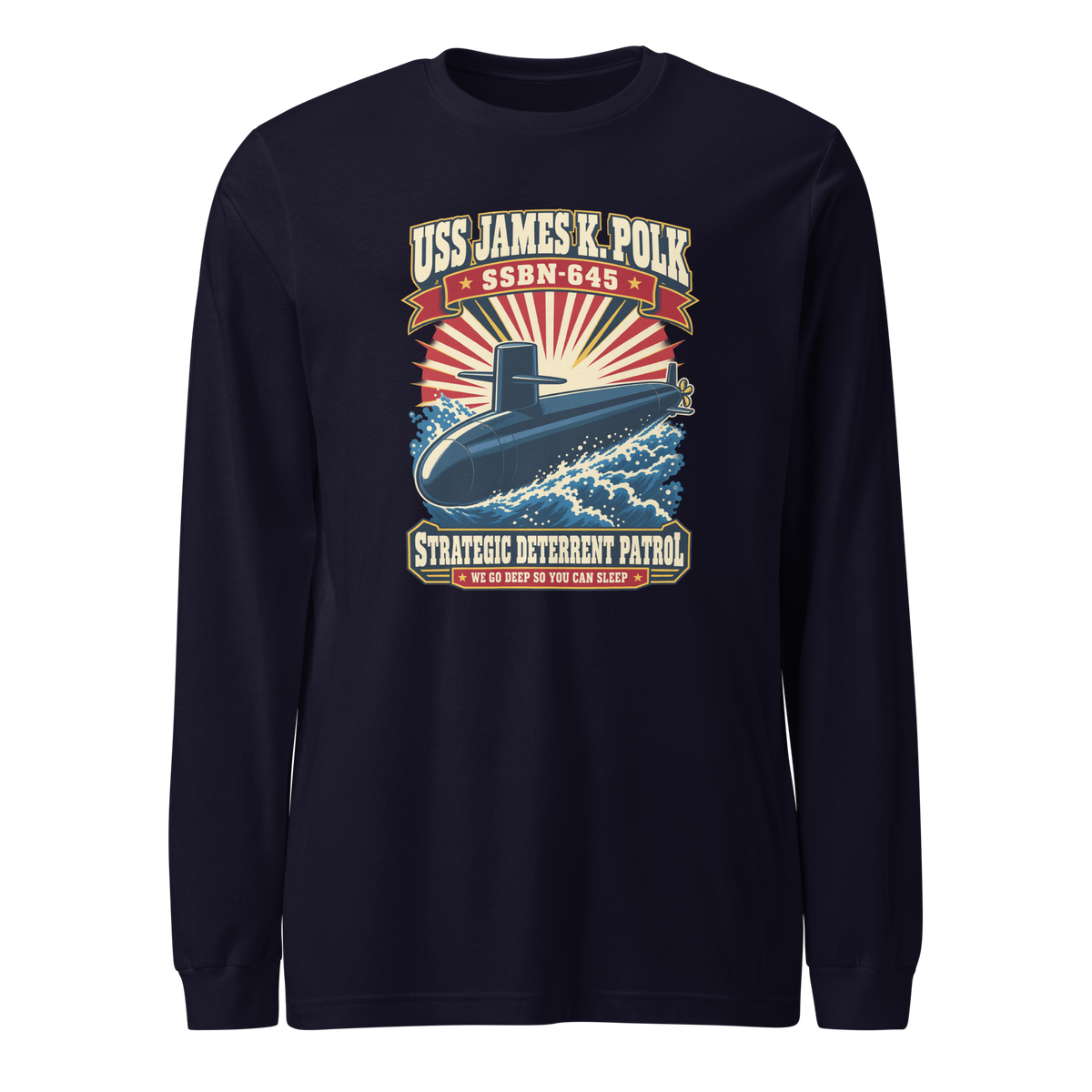 USS James K. Polk (SSBN-645) Deterrent Patrol Long Sleeve Shirt - Retro