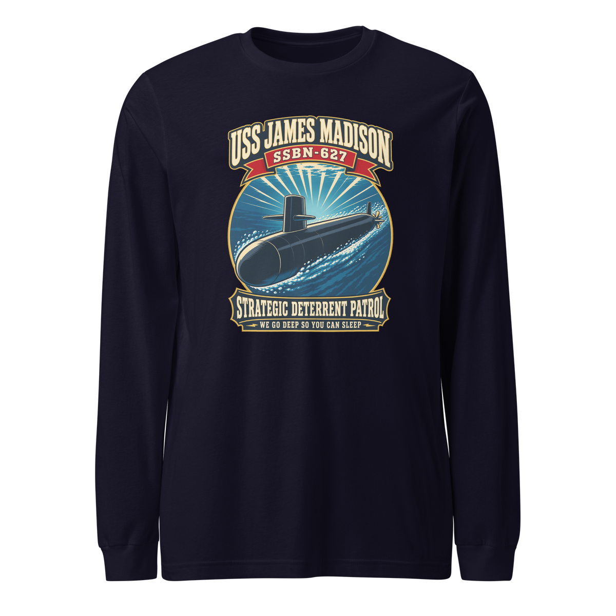 USS James Madison (SSBN-627) Deterrent Patrol Long Sleeve Shirt - Retro