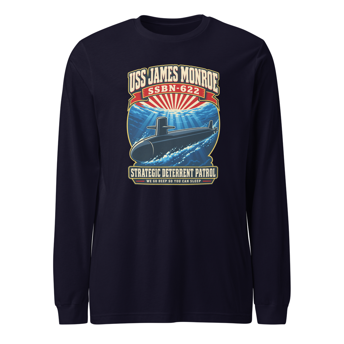 USS James Monroe (SSBN-622) Deterrent Patrol Long Sleeve Shirt - Retro