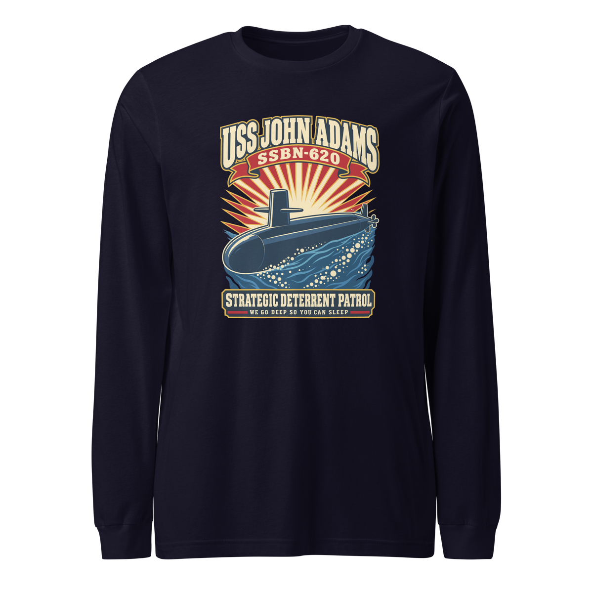 USS John Adams (SSBN-620) Deterrent Patrol Long Sleeve Shirt - Retro