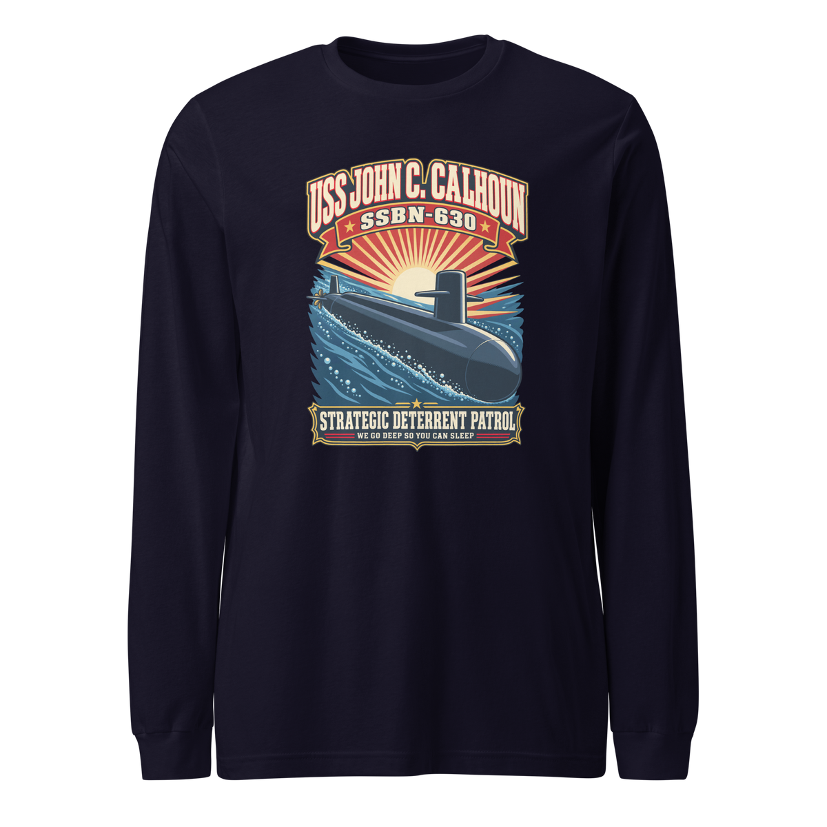 USS John C. Calhoun (SSBN-630) Deterrent Patrol Long Sleeve Shirt - Retro