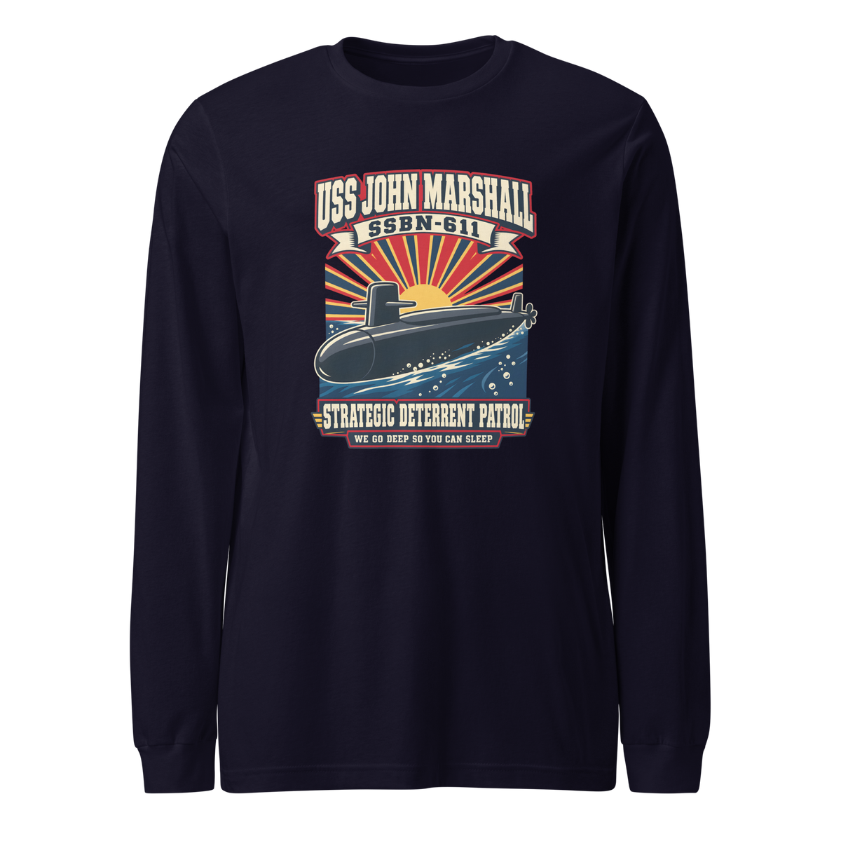 USS John Marshall (SSBN-611) Deterrent Patrol Long Sleeve Shirt - Retro