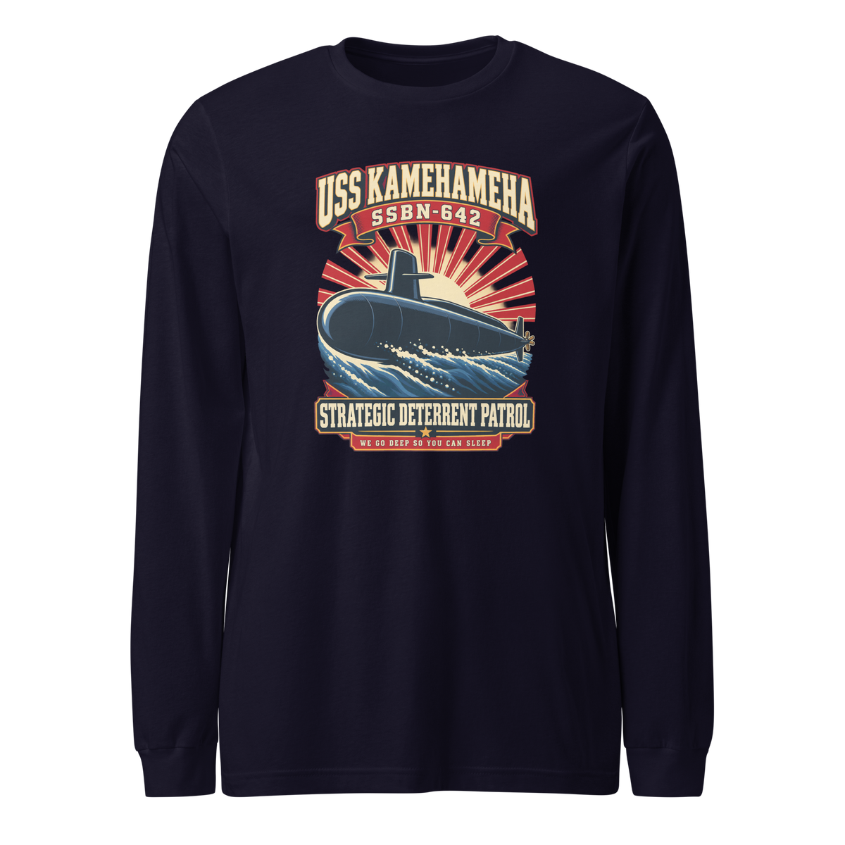 USS Kamehameha (SSBN-642) Deterrent Patrol Long Sleeve Shirt - Retro