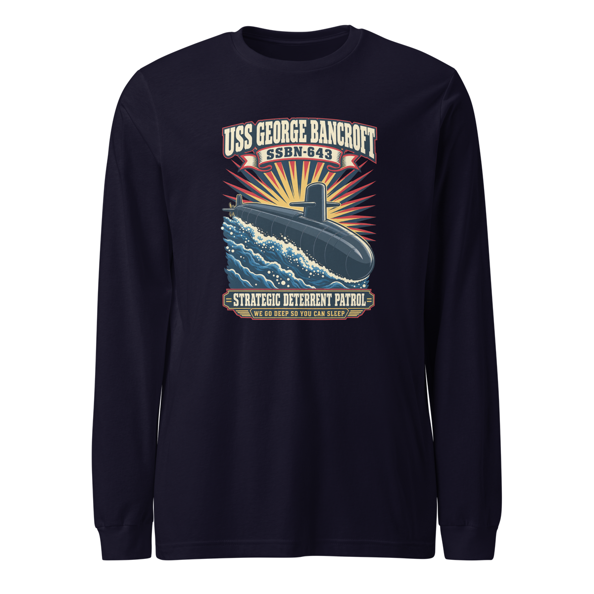 USS George Bancroft (SSBN-643) Deterrent Patrol Long Sleeve Shirt - Retro