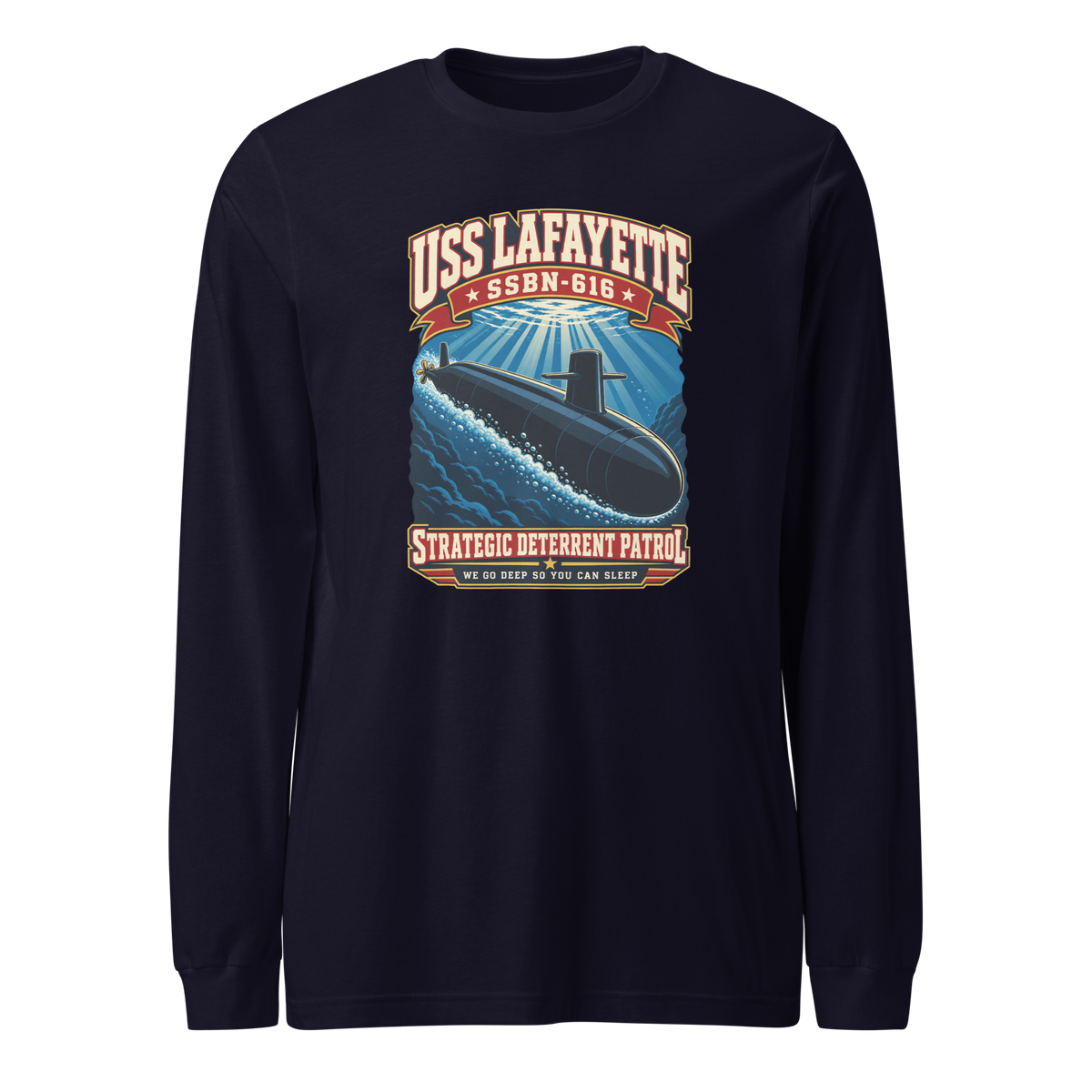 USS Lafayette (SSBN-616) Deterrent Patrol Long Sleeve Shirt - Retro