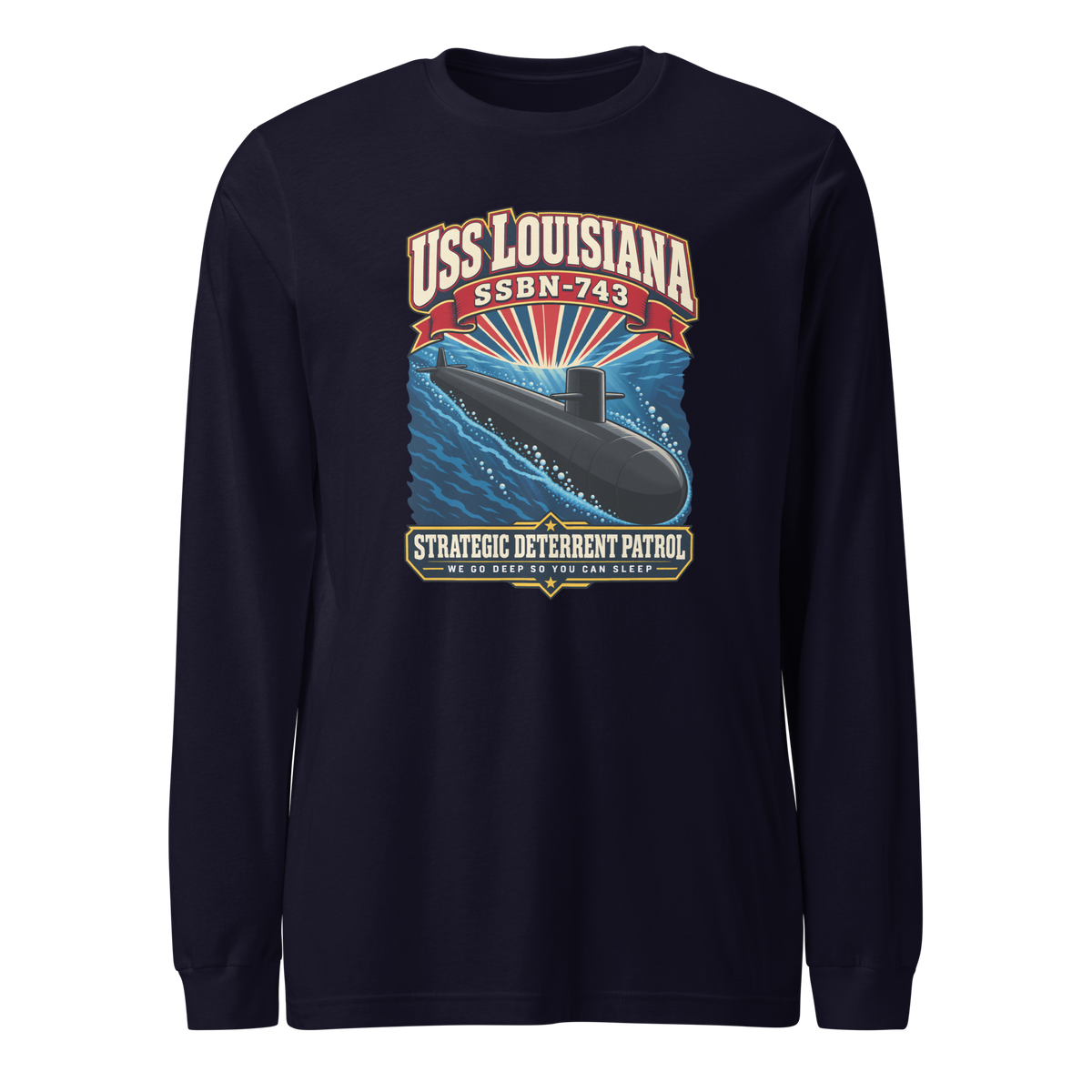 USS Louisiana (SSBN-743) Deterrent Patrol Long Sleeve Shirt - Retro