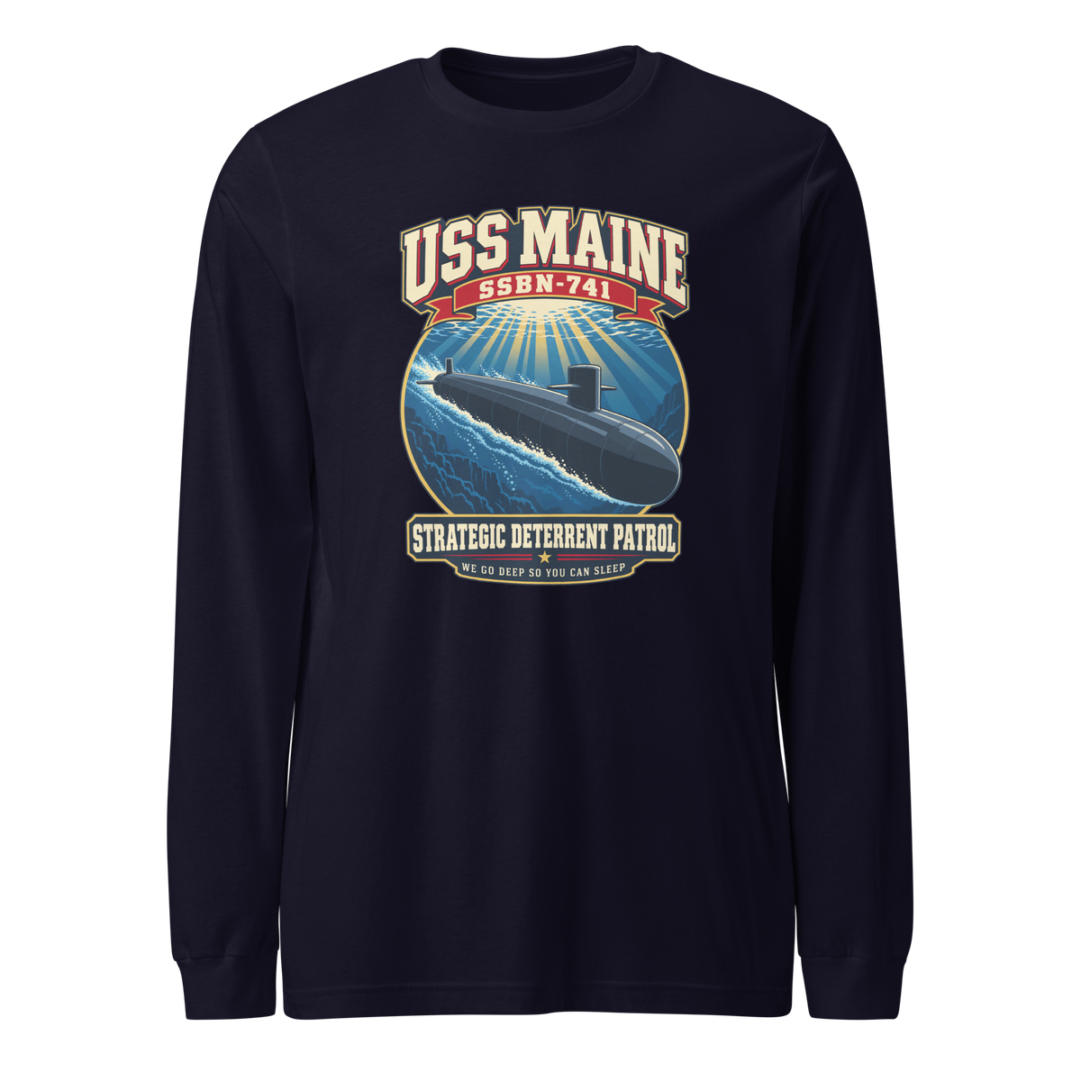 USS Maine (SSBN-741) Deterrent Patrol Long Sleeve Shirt - Retro