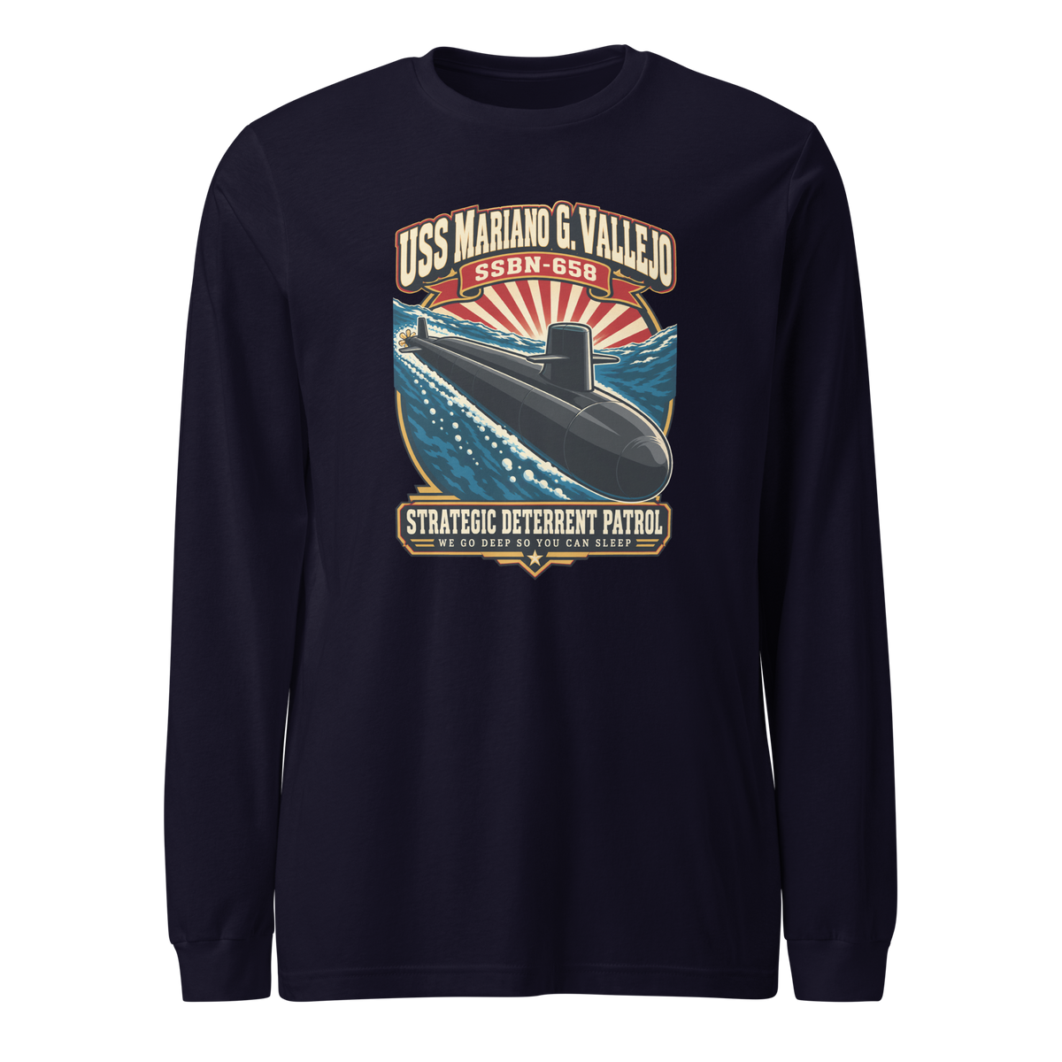 USS Mariano G. Vallejo (SSBN-658) Deterrent Patrol Long Sleeve Shirt - Retro