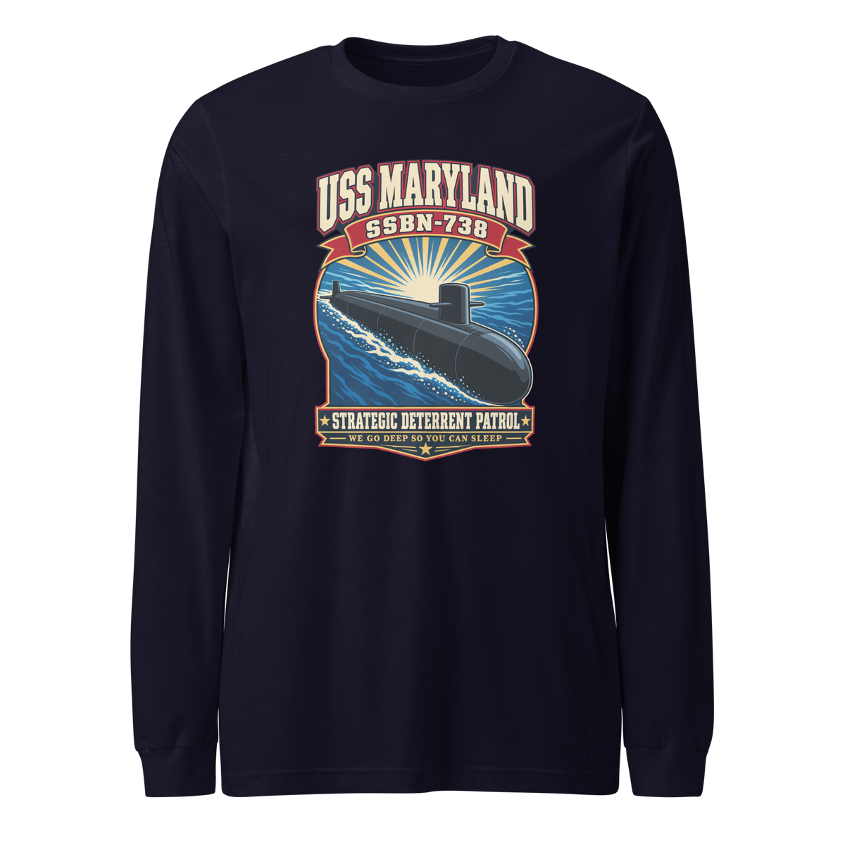 USS Maryland (SSBN-738) Deterrent Patrol Long Sleeve Shirt - Retro