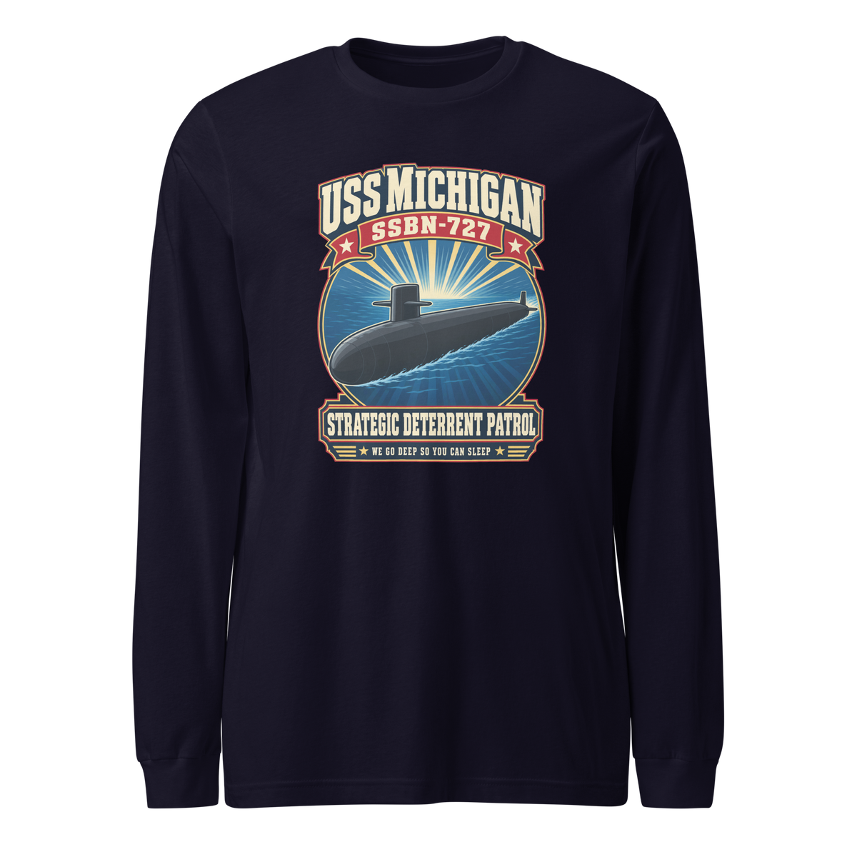 USS Michigan (SSBN-727) Deterrent Patrol Long Sleeve Shirt - Retro