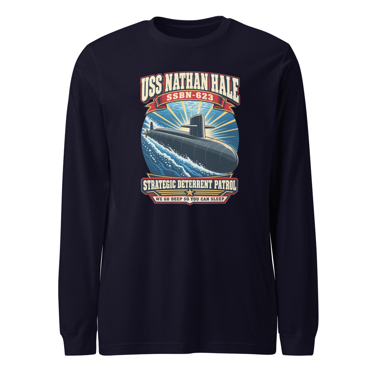 USS Nathan Hale (SSBN-623) Deterrent Patrol Long Sleeve Shirt - Retro