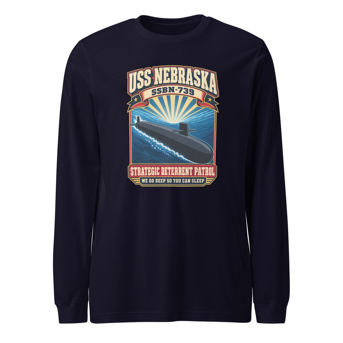 USS Nebraska (SSBN-739) Deterrent Patrol Long Sleeve Shirt - Retro