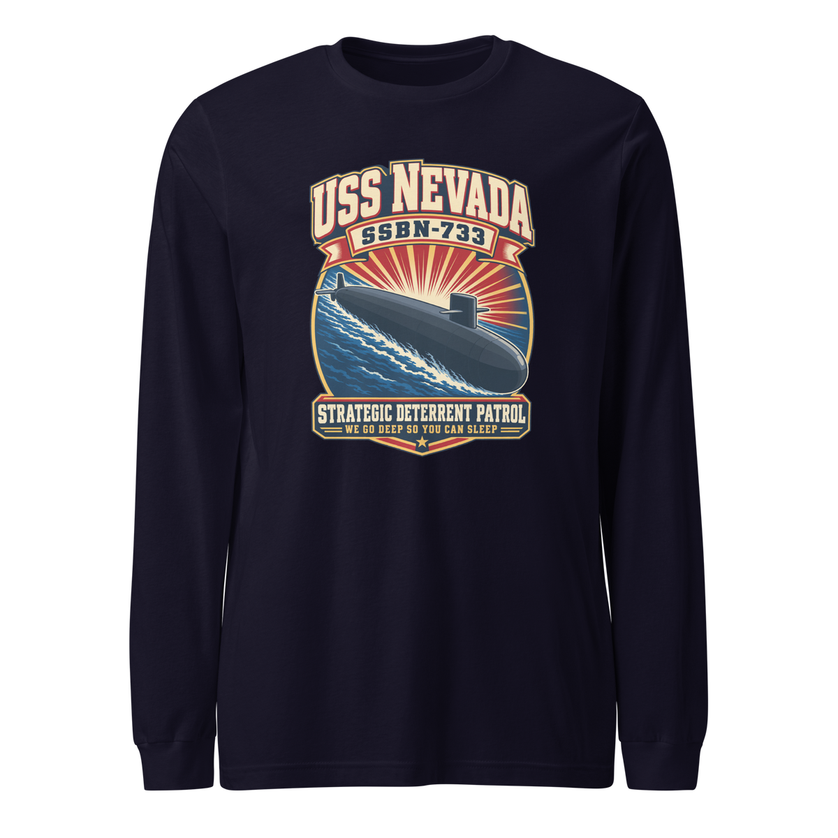 USS Nevada (SSBN-733) Deterrent Patrol Long Sleeve Shirt - Retro