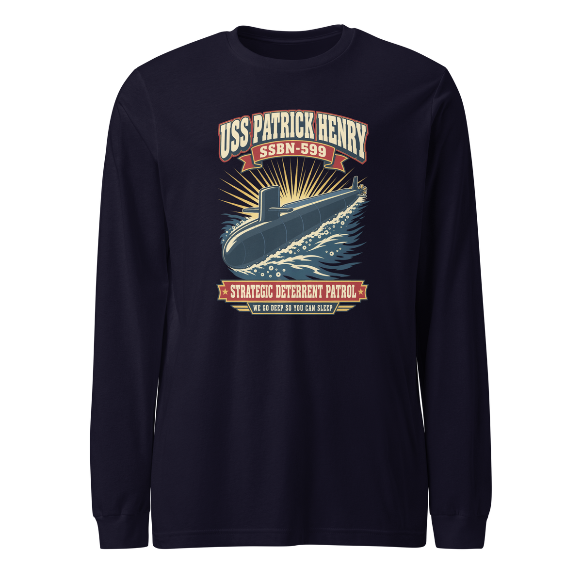 USS Patrick Henry (SSBN-599) Deterrent Patrol Long Sleeve Shirt - Retro