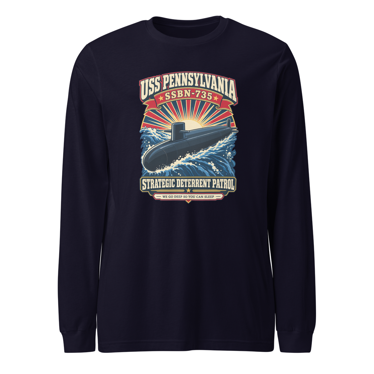 USS Pennsylvania (SSBN-735) Deterrent Patrol Long Sleeve Shirt - Retro