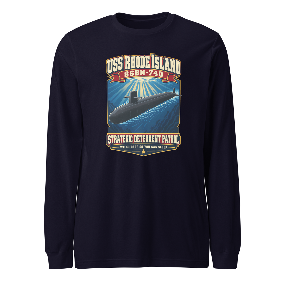 USS Rhode Island (SSBN-740) Deterrent Patrol Long Sleeve Shirt - Retro