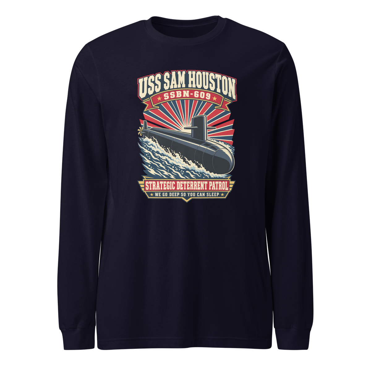 USS Sam Houston (SSBN-609) Deterrent Patrol Long Sleeve Shirt - Retro
