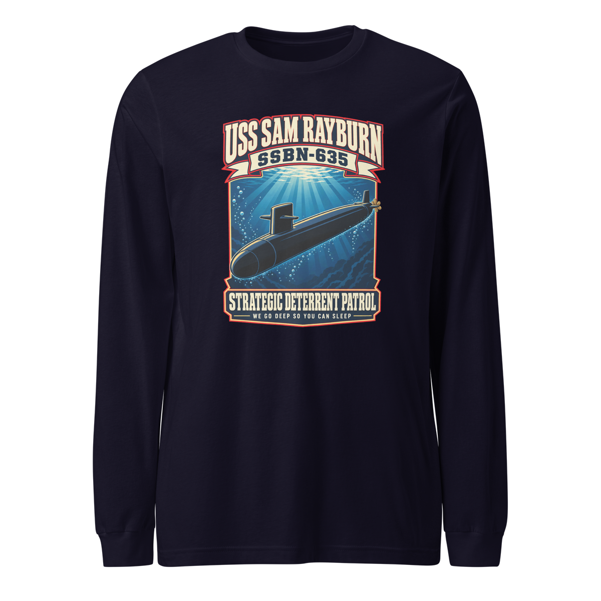 USS Sam Rayburn (SSBN-635) Deterrent Patrol Long Sleeve Shirt - Retro
