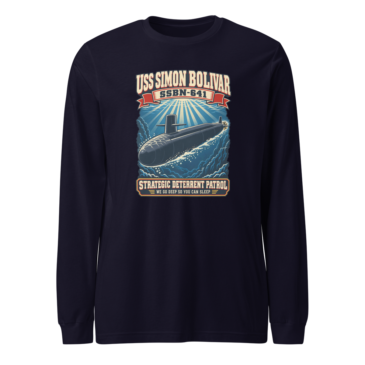 USS Simon Bolivar (SSBN-641) Deterrent Patrol Long Sleeve Shirt - Retro
